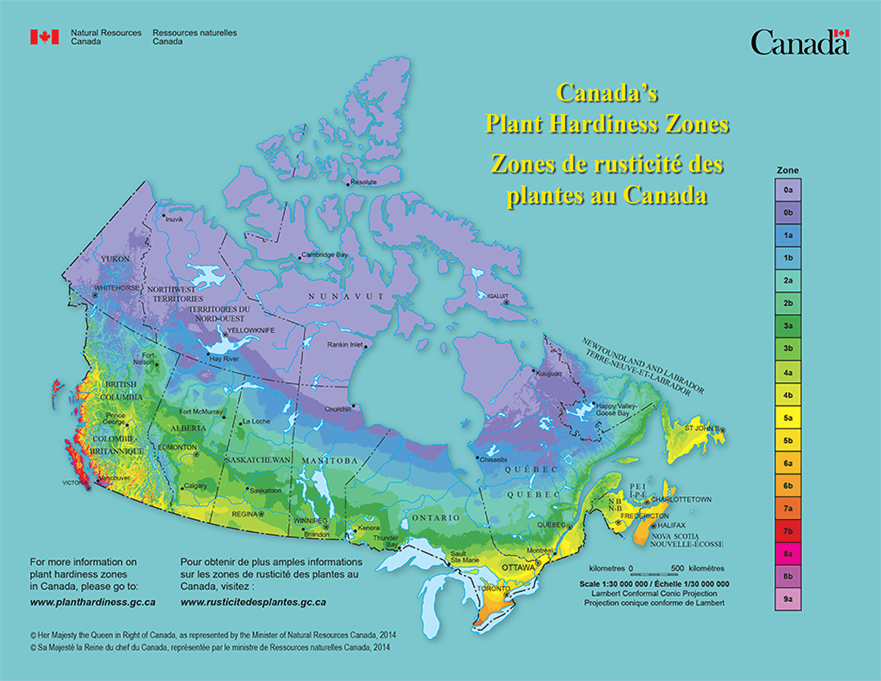 Carte Canadienne des zones de rusticité